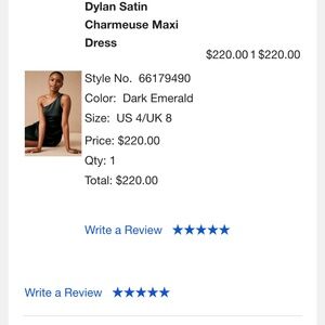 Anthropologie Dylan Satin Charmeuse Maxi Dress